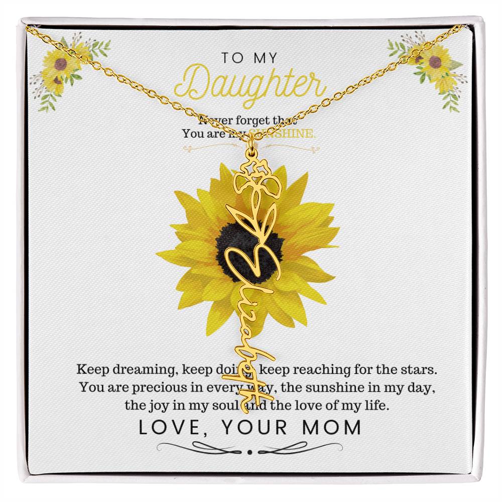 To My Beautiful Daughter Flower Name Necklace