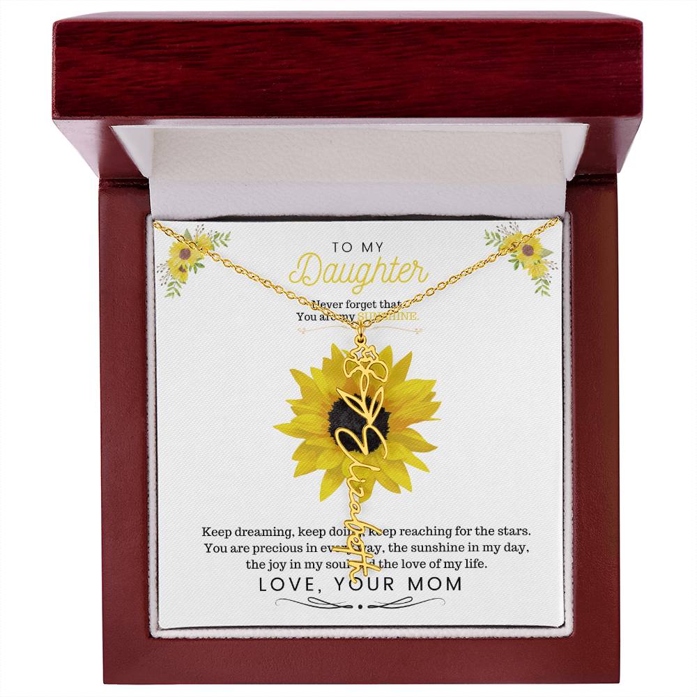 To My Beautiful Daughter Flower Name Necklace