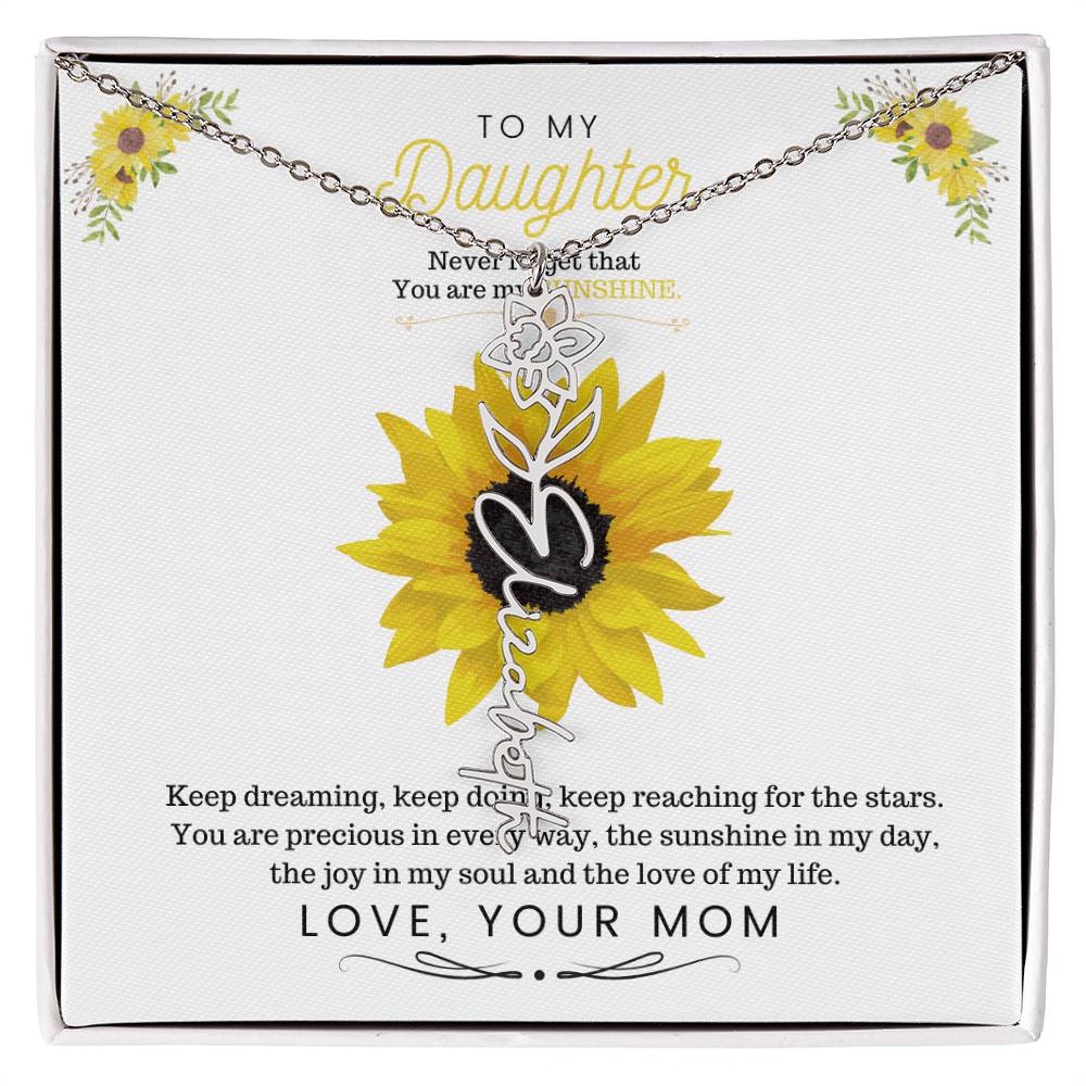To My Beautiful Daughter Flower Name Necklace