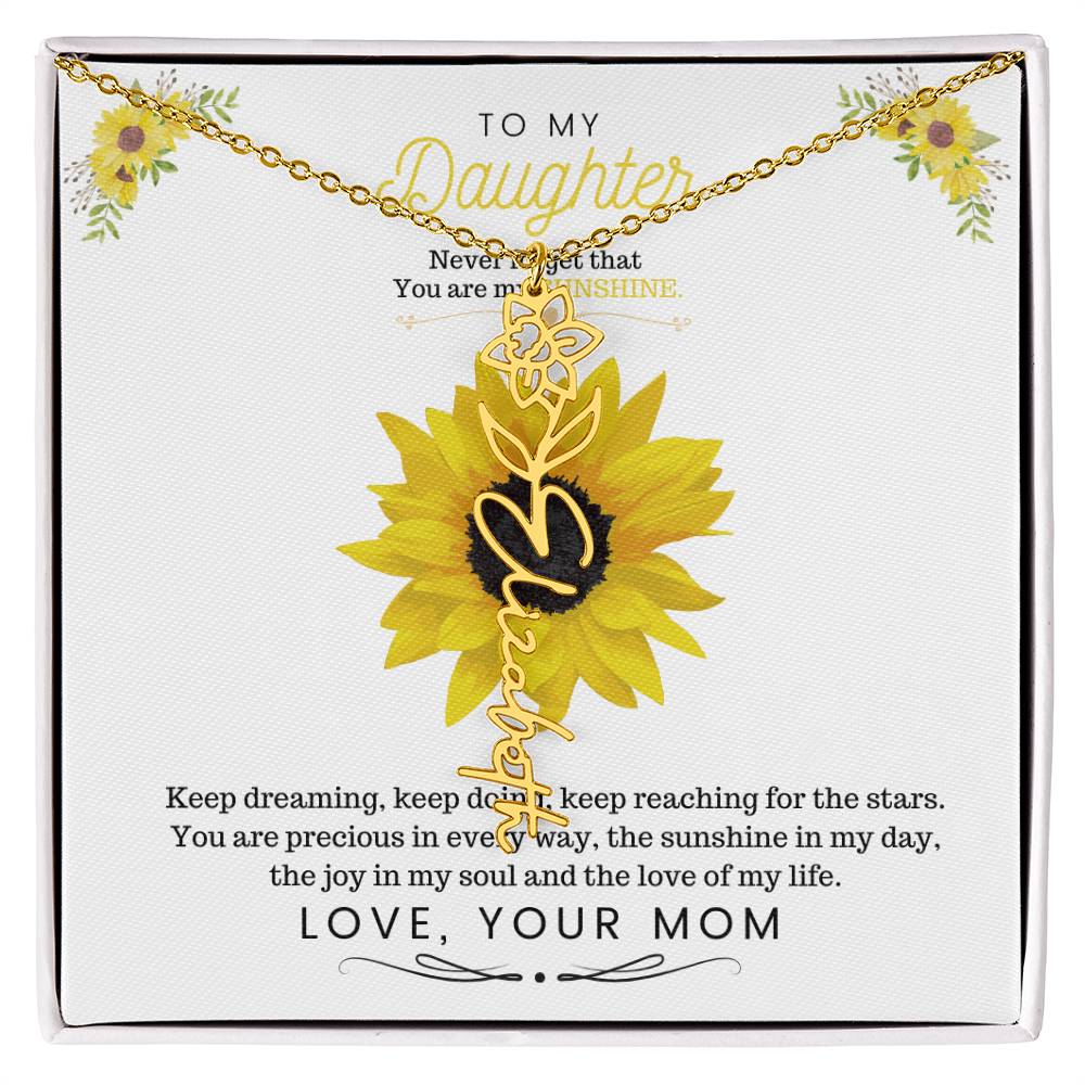 To My Beautiful Daughter Flower Name Necklace