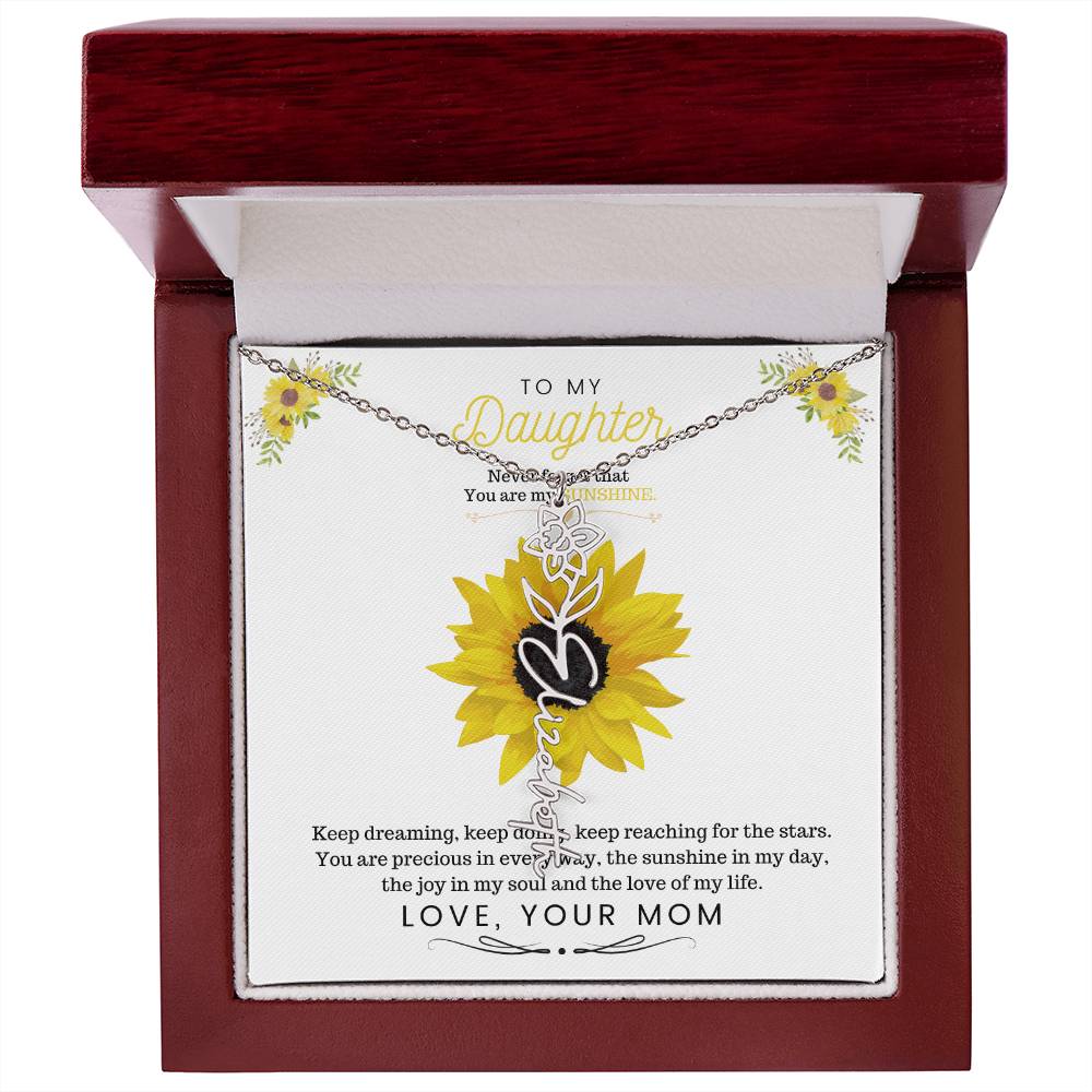 To My Beautiful Daughter Flower Name Necklace