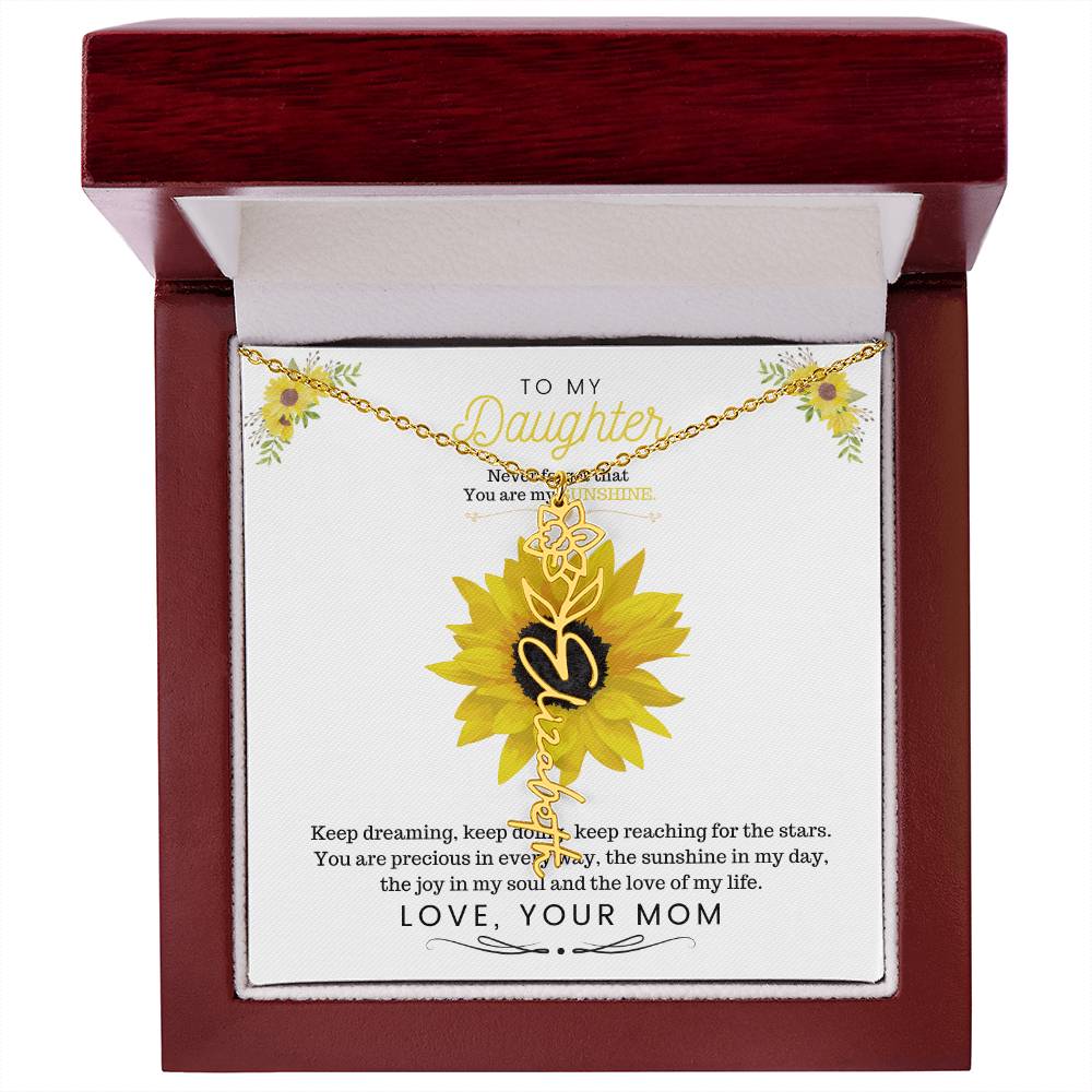 To My Beautiful Daughter Flower Name Necklace