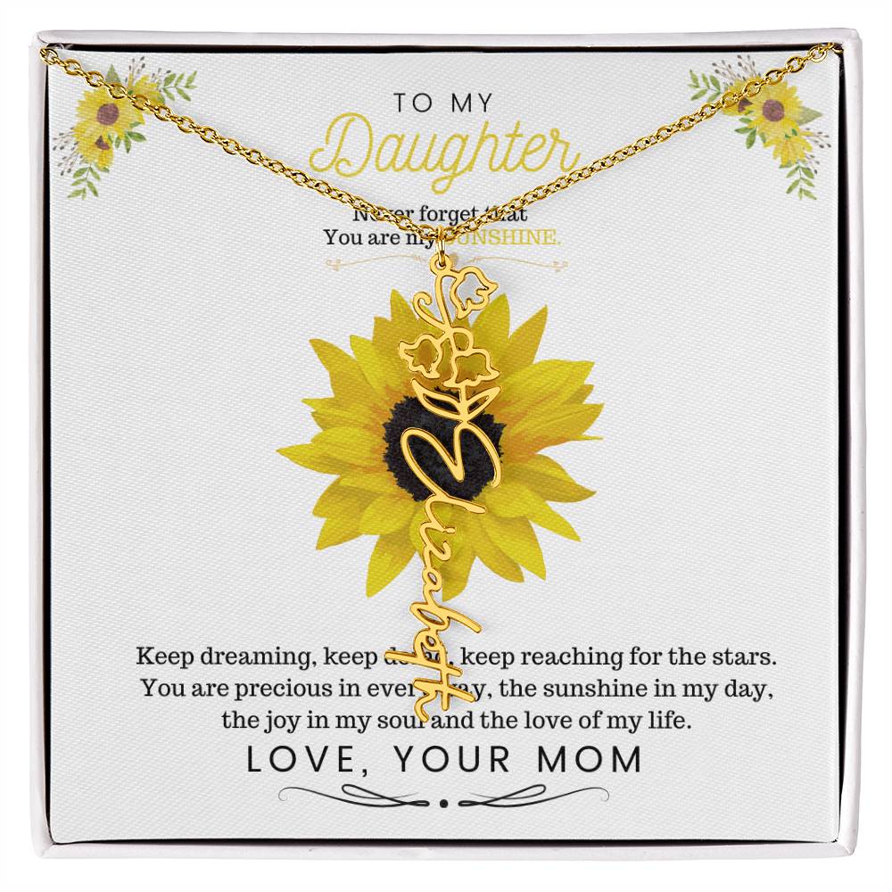 To My Beautiful Daughter Flower Name Necklace