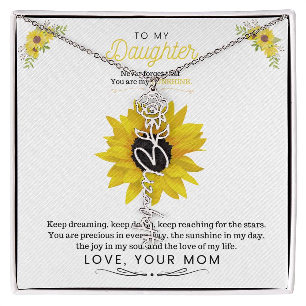 To My Beautiful Daughter Flower Name Necklace