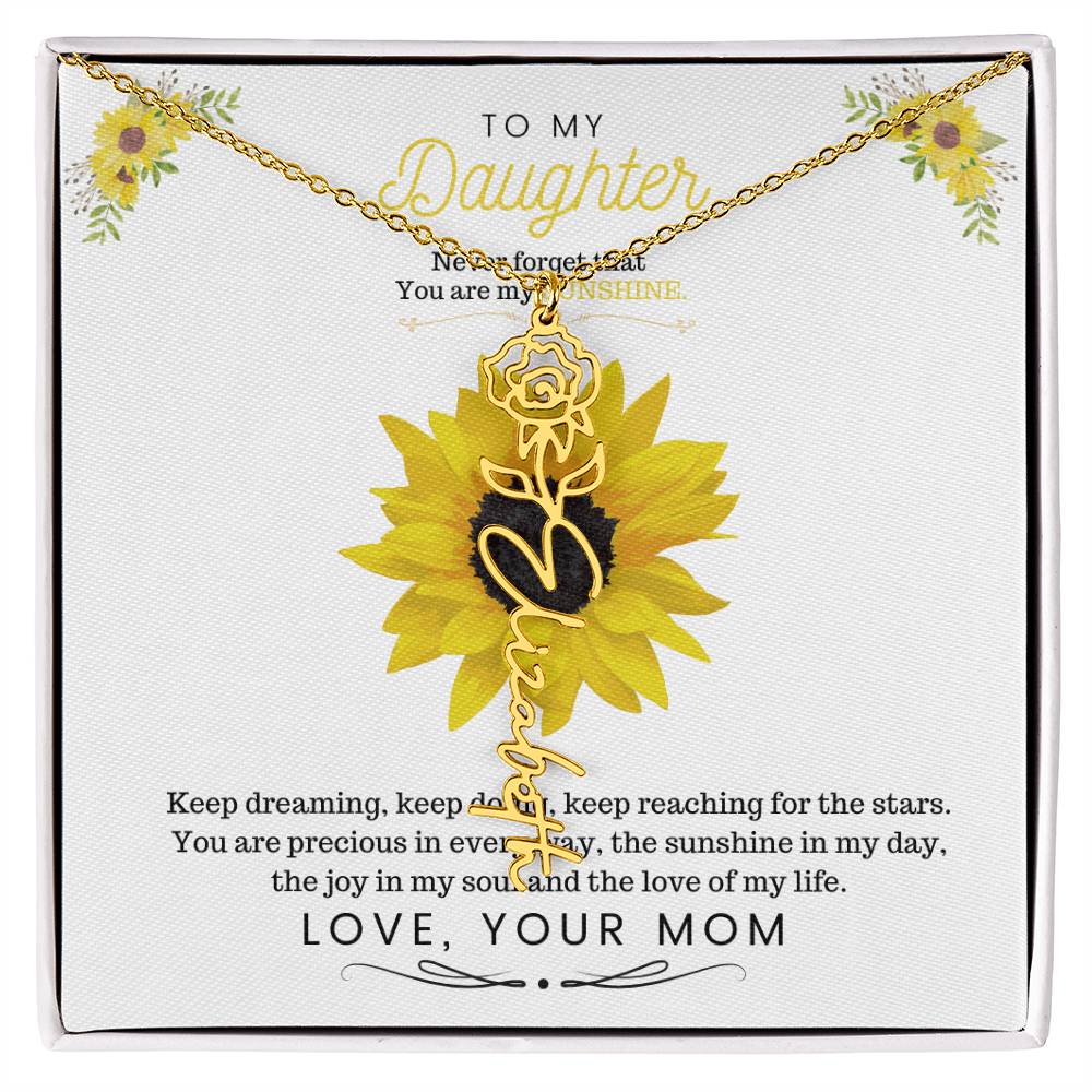 To My Beautiful Daughter Flower Name Necklace