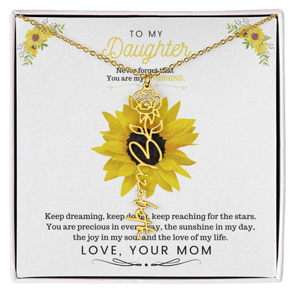 To My Beautiful Daughter Flower Name Necklace