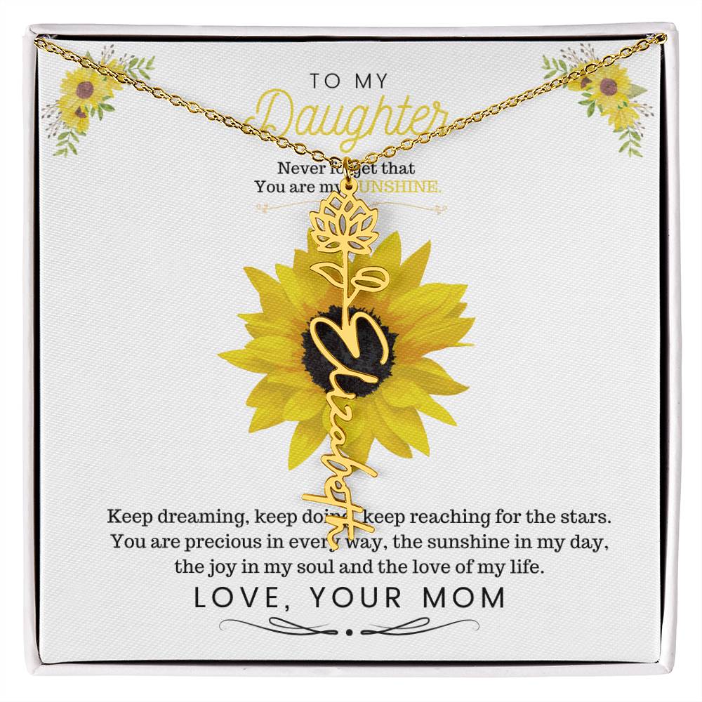 To My Beautiful Daughter Flower Name Necklace