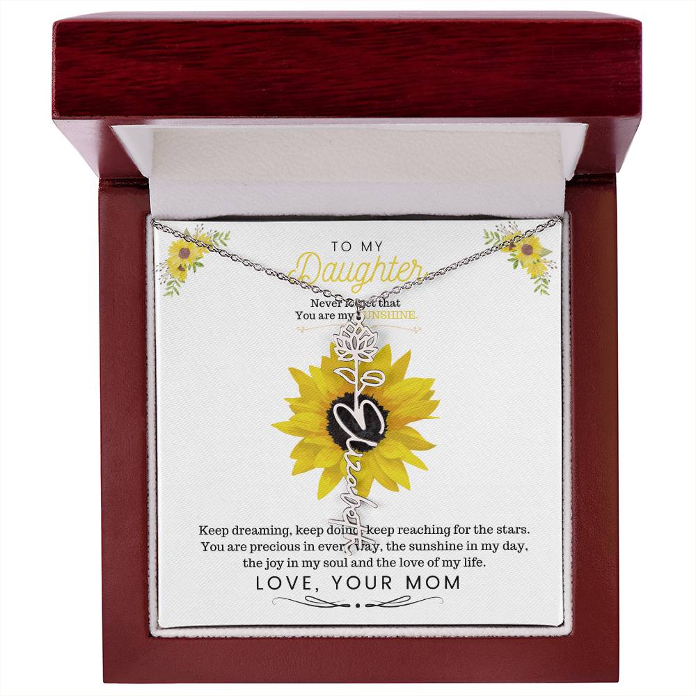 To My Beautiful Daughter Flower Name Necklace