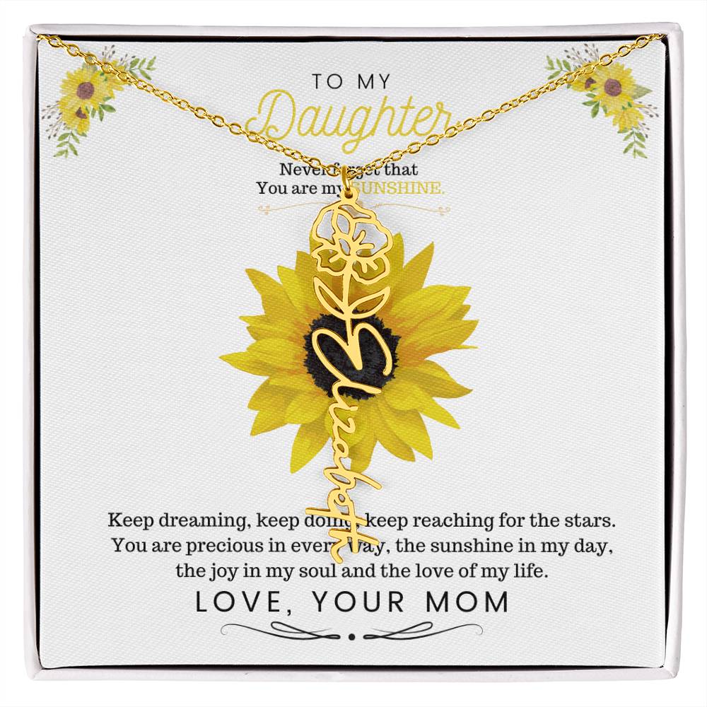 To My Beautiful Daughter Flower Name Necklace