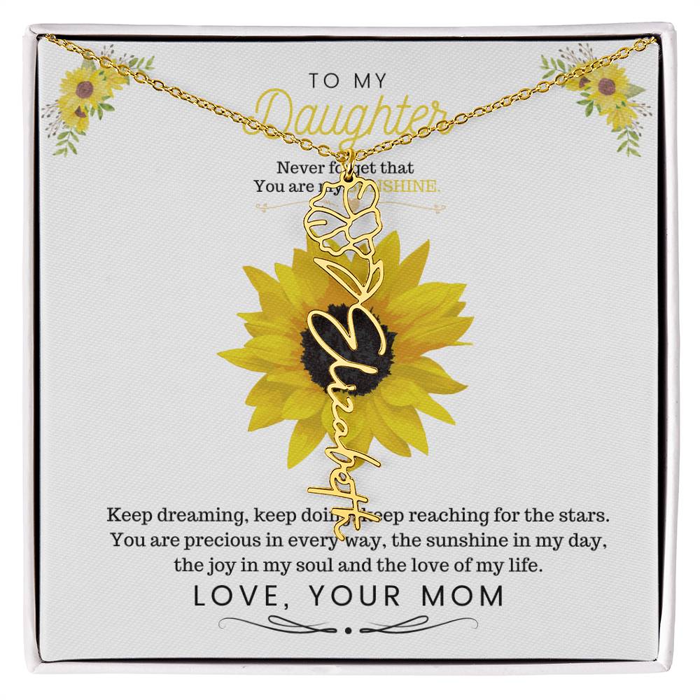 To My Beautiful Daughter Flower Name Necklace