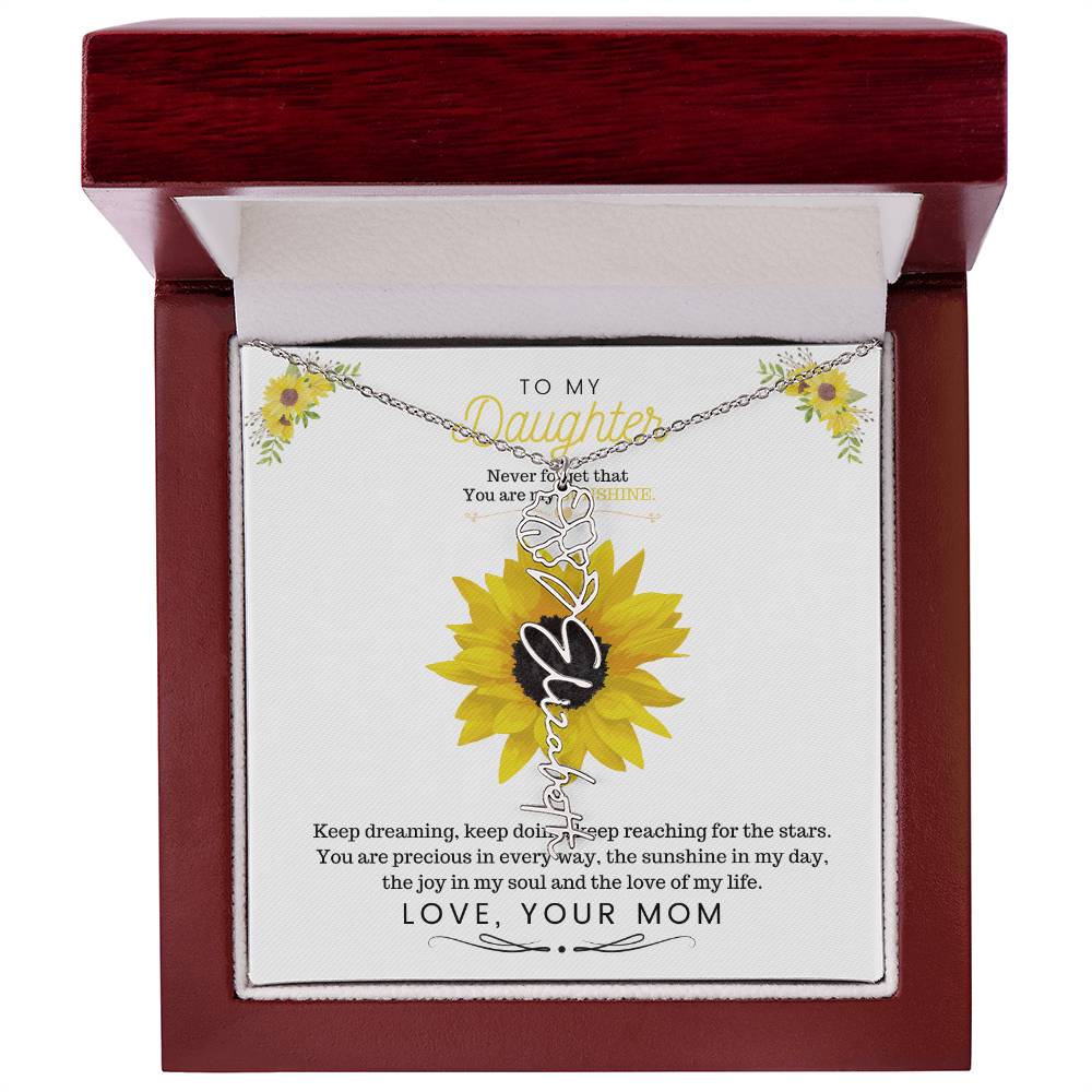 To My Beautiful Daughter Flower Name Necklace