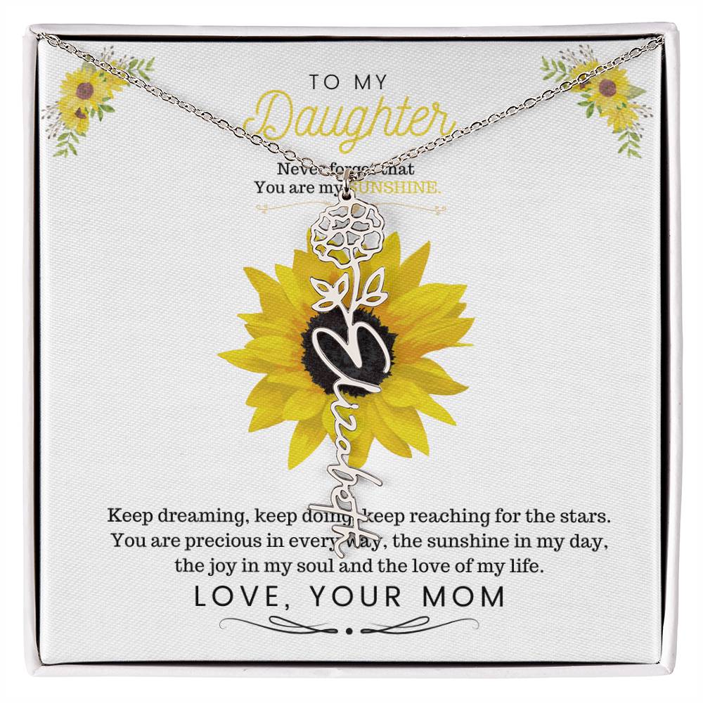 To My Beautiful Daughter Flower Name Necklace