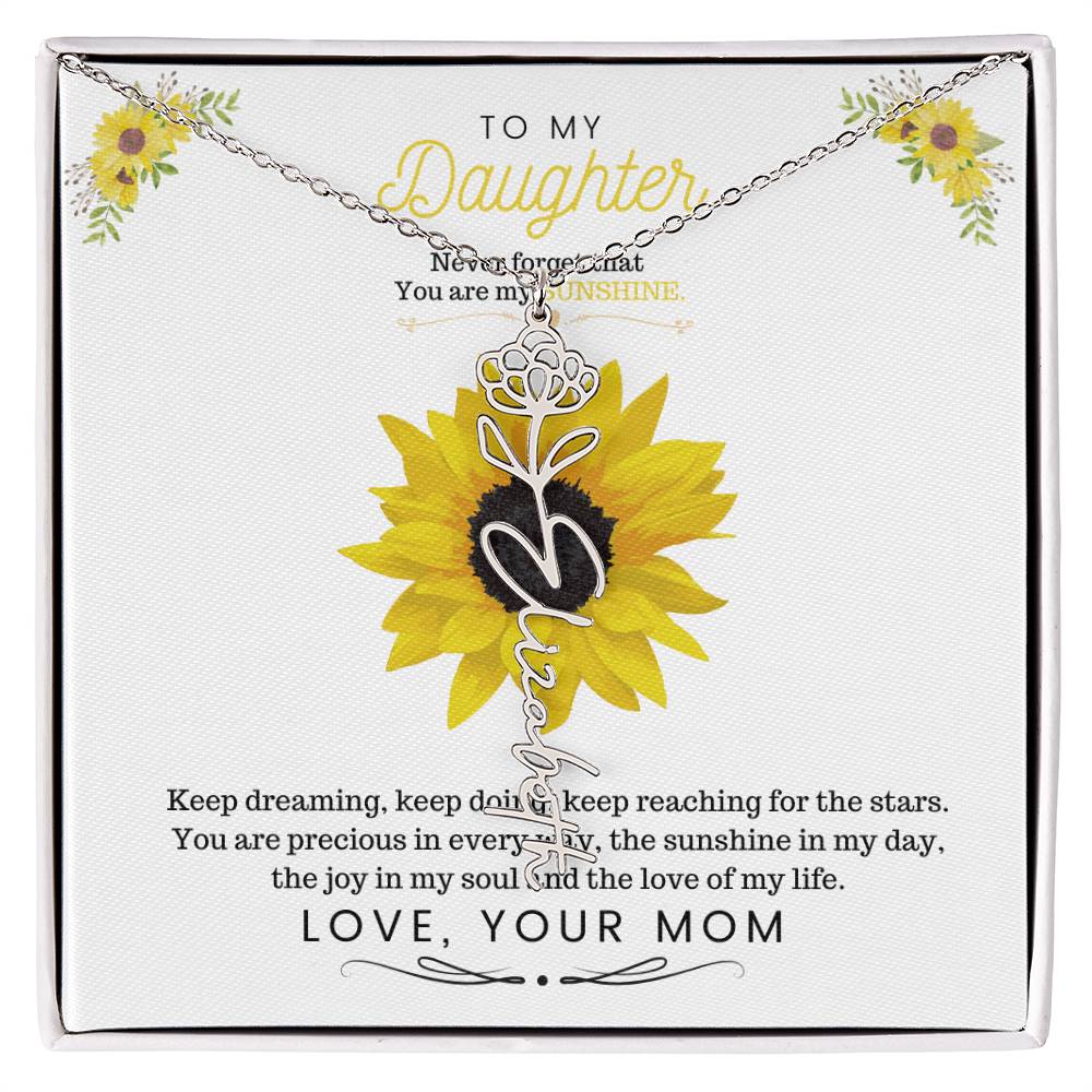 To My Beautiful Daughter Flower Name Necklace