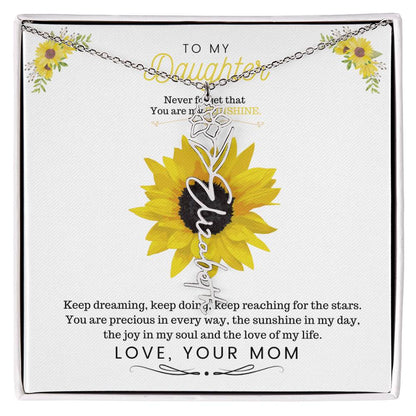 To My Beautiful Daughter Flower Name Necklace