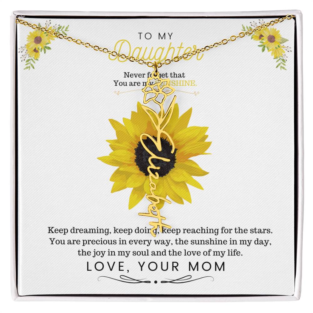 To My Beautiful Daughter Flower Name Necklace