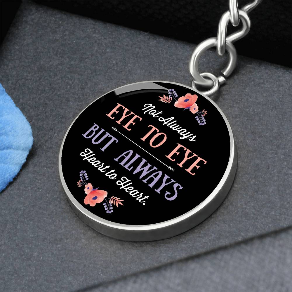 EYE TO EYE Graphic Circle Keychain DOG TAG