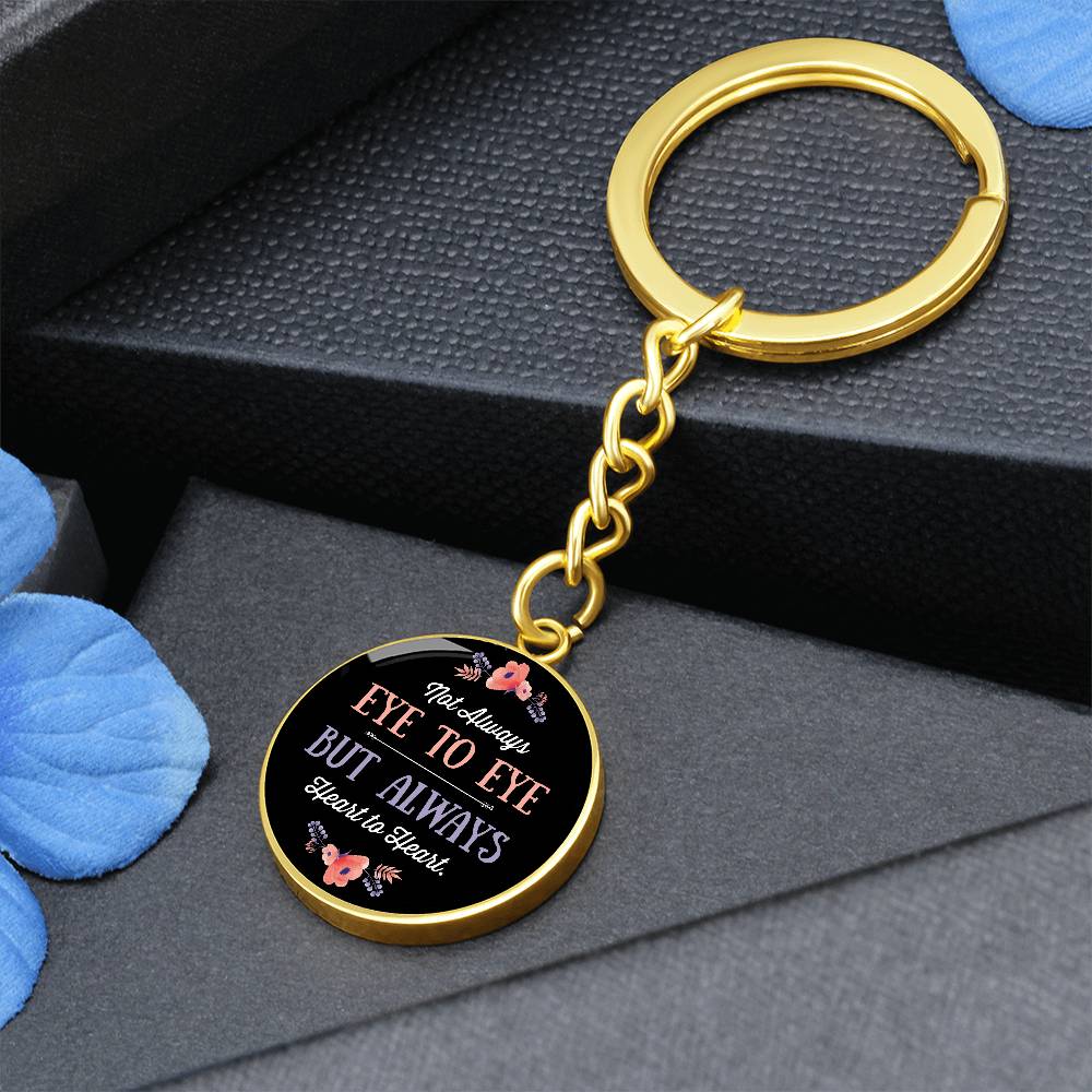 EYE TO EYE Graphic Circle Keychain DOG TAG